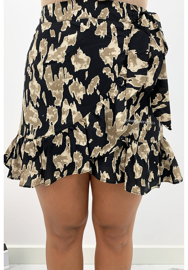 BEIGE - 'LEONIE' - LEOPARD PRINT RUFFLE SKIRT