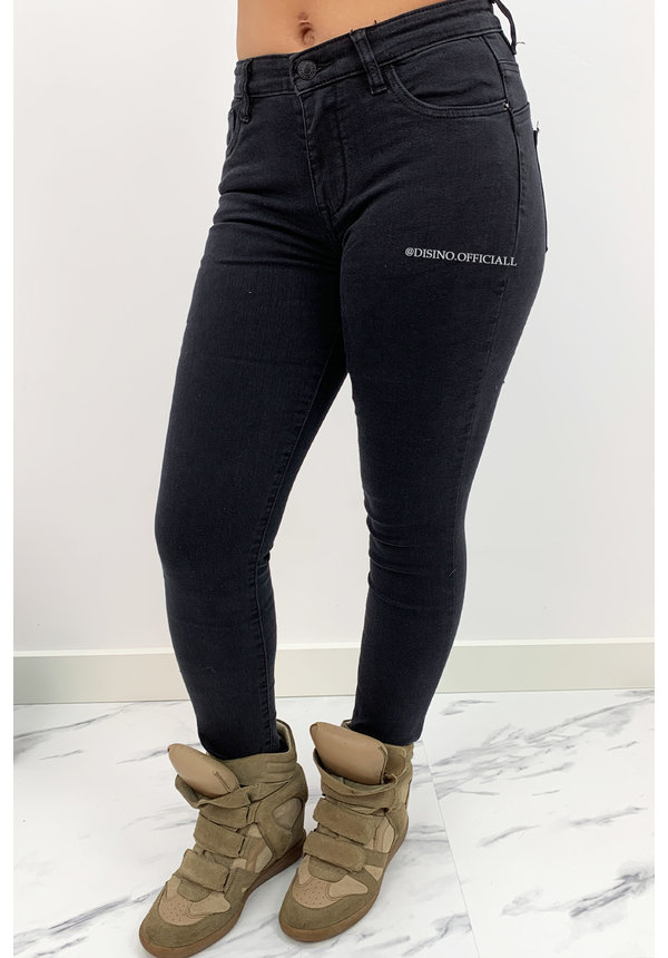 QUEEN HEARTS JEANS - DENIM BLACK - PREMIUM QUALITY MID HIGH WAIST - 769