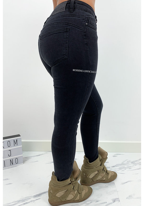 QUEEN HEARTS JEANS - DENIM BLACK - PREMIUM QUALITY MID HIGH WAIST - 769