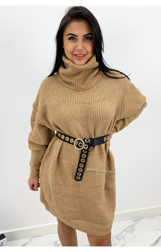 CAMEL - 'VERONICA' - PREMIUM QUALITY OVERSIZED COL DRESS 