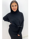 BLACK - 'LARISSA SKIRT' - PREMIUM QUALITY RIBBED COL COMFY SET