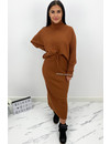 BROWN - 'LARISSA SKIRT' - PREMIUM QUALITY RIBBED COL COMFY SET