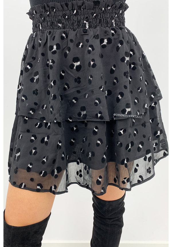 BLACK - 'MANDY SKIRT' - PREMIUM QUALITY LEOPARD SKIRT