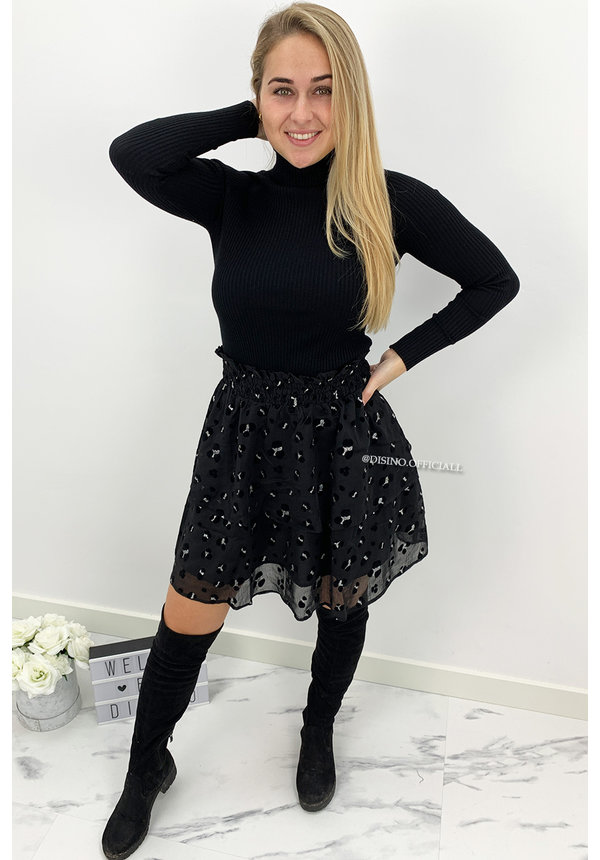 BLACK - 'MANDY SKIRT' - PREMIUM QUALITY LEOPARD SKIRT