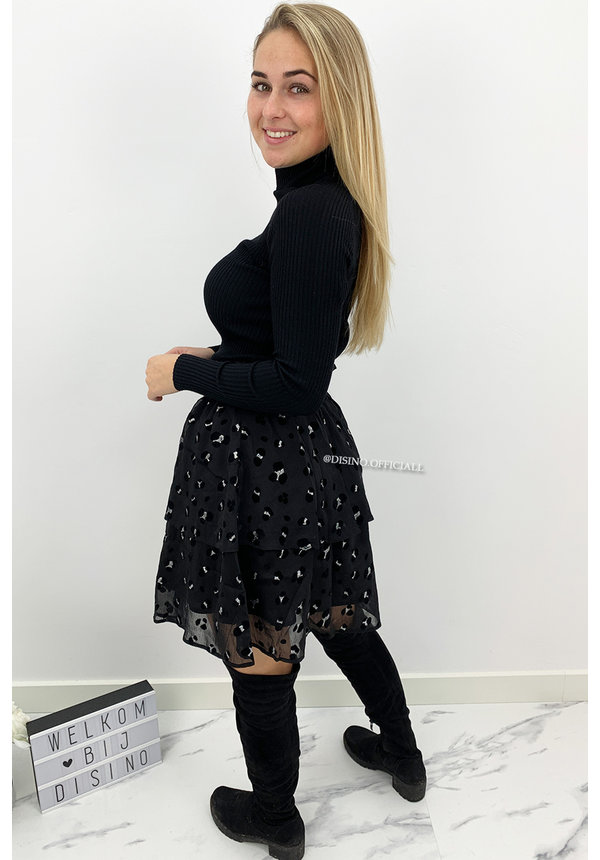 BLACK - 'MANDY SKIRT' - PREMIUM QUALITY LEOPARD SKIRT