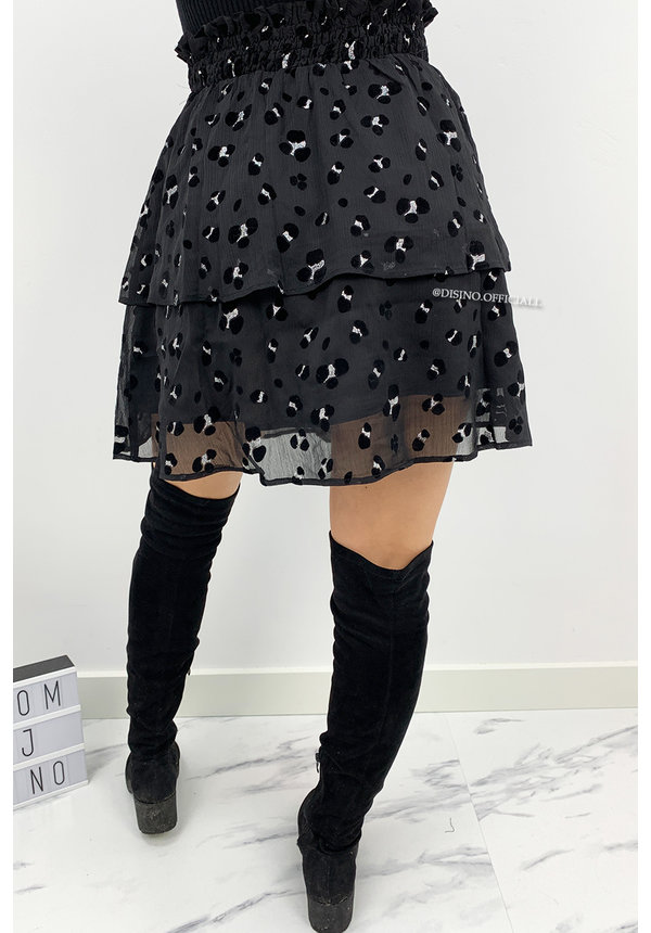 BLACK - 'MANDY SKIRT' - PREMIUM QUALITY LEOPARD SKIRT