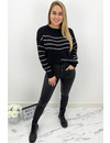 BLACK - 'MORGAN' - SOFT TOUCH STRIPED KNIT SWEATER
