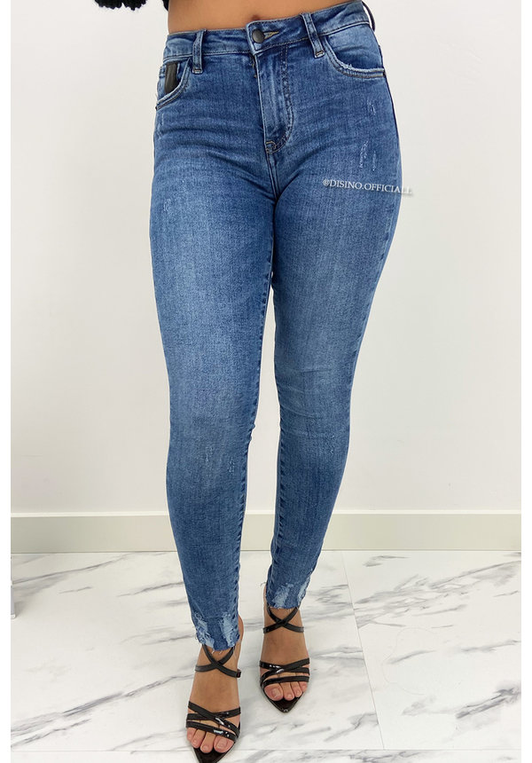 QUEEN HEARTS JEANS - BLUE - HIGH WAIST SKINNY JEANS - 852