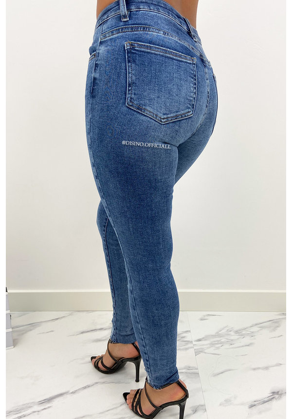 QUEEN HEARTS JEANS - BLUE - HIGH WAIST SKINNY JEANS - 852