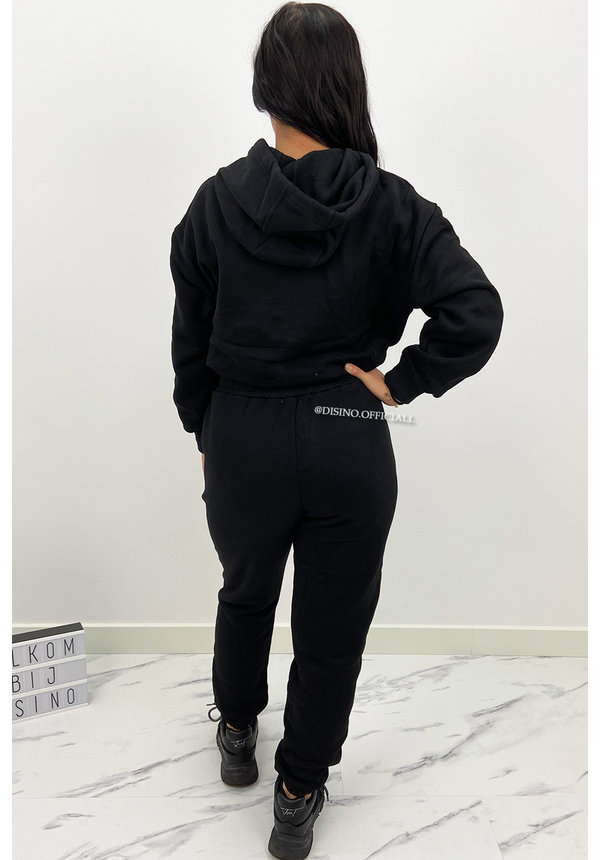 BLACK - 'LENORA' - CROPPED JOGGER SET