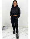 BLACK - 'LENORA' - CROPPED JOGGER SET