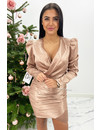 NUDE - 'AMBER' - SATIN LONG SLEEVE DRESS