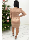 NUDE - 'AMBER' - SATIN LONG SLEEVE DRESS