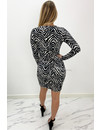 BLACK - 'MONICA' - LAYERED ZEBRA PRINT LONG SLEEVE DRESS