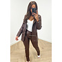 BROWN - 'CASEY' - CROCO PRINT OVERSIZED BLAZER