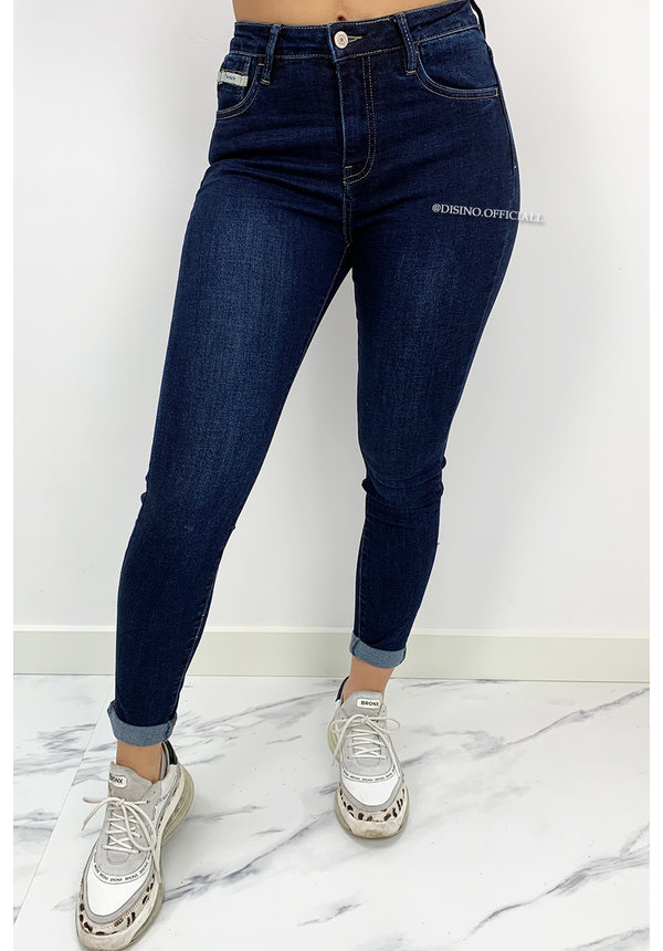 QUEEN HEARTS JEANS -DARK BLUE - PERFECT SKINNY ROLL UP - 9310