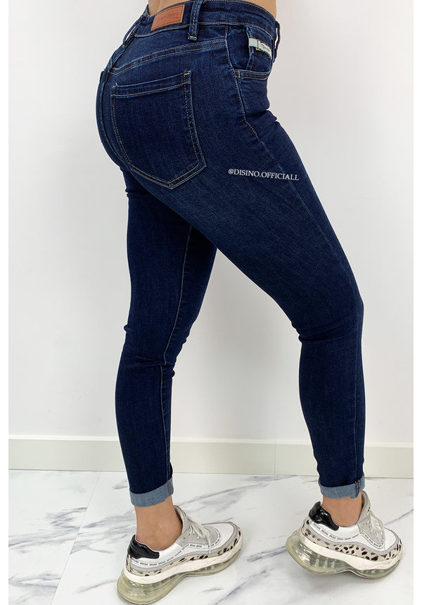 QUEEN HEARTS JEANS -DARK BLUE - PERFECT SKINNY ROLL UP - 9310