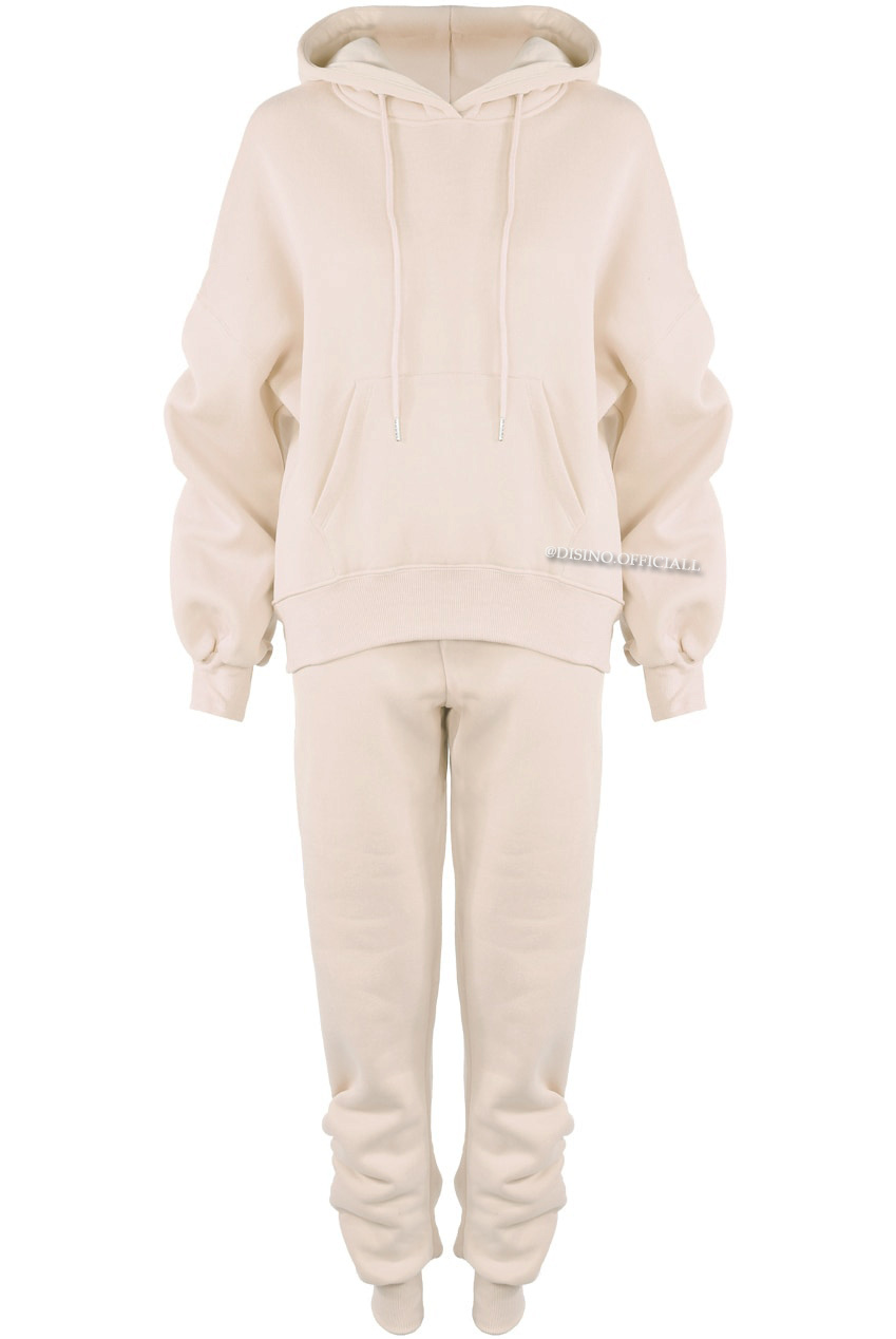 CREME - 'DONNA JOGGER SET' - RUCHED 