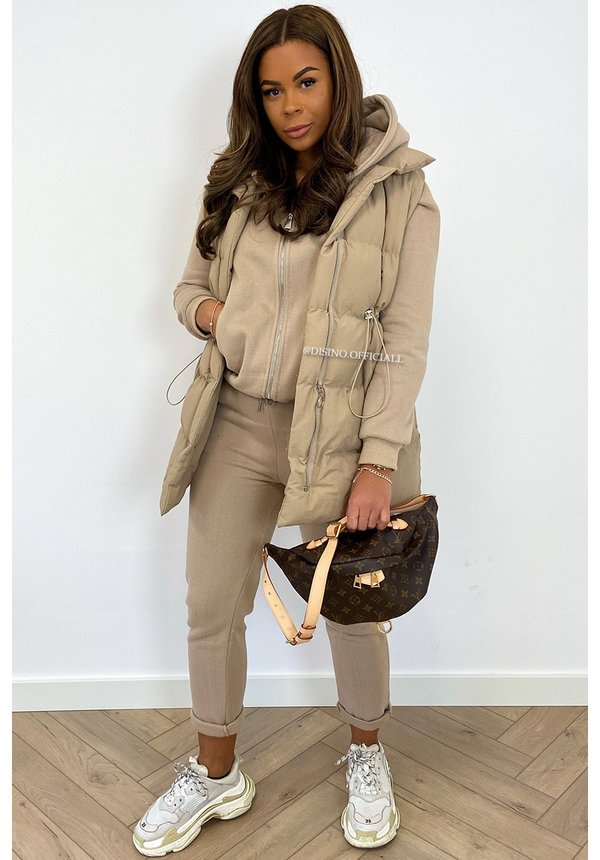 BEIGE - 'NORTH' - BODYWARMER 3 PIECE JOGGER SET