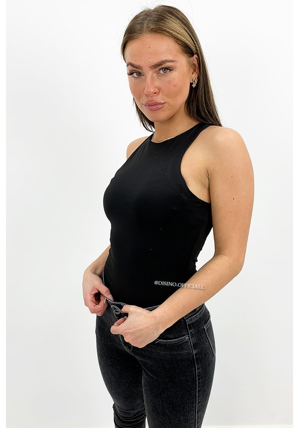 BLACK - 'NOVA HALTER' - SEAMLESS BASIC BODYSUIT