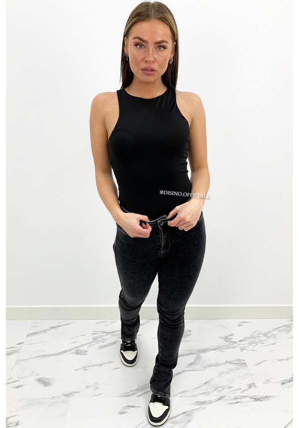 BLACK - 'NOVA HALTER' - SEAMLESS BASIC BODYSUIT