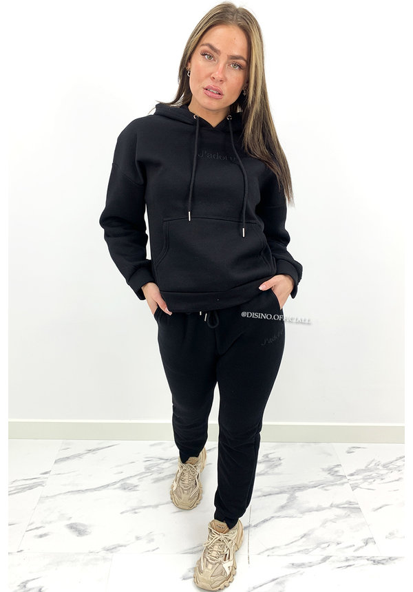 BLACK - 'JADORE JOGGER' - PREMIUM QUALITY JOGGER + HOODIE SET