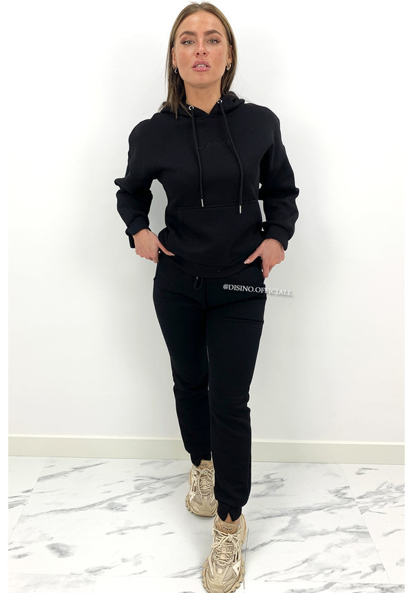 BLACK - 'JADORE JOGGER' - PREMIUM QUALITY JOGGER + HOODIE SET