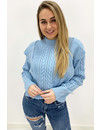 LIGHT BLUE - 'LIVIA V2' - PREMIUM QUALITY KNITTED RUFFLE SWEATER