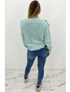 TURQUOISE - 'LIVIA V2' - PREMIUM QUALITY KNITTED RUFFLE SWEATER