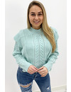 TURQUOISE - 'LIVIA V2' - PREMIUM QUALITY KNITTED RUFFLE SWEATER