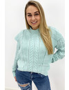 TURQUOISE - 'LIVIA V2' - PREMIUM QUALITY KNITTED RUFFLE SWEATER