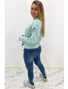 TURQUOISE - 'LIVIA V2' - PREMIUM QUALITY KNITTED RUFFLE SWEATER