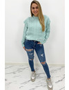 TURQUOISE - 'LIVIA V2' - PREMIUM QUALITY KNITTED RUFFLE SWEATER