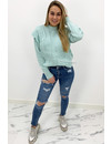 TURQUOISE - 'LIVIA V2' - PREMIUM QUALITY KNITTED RUFFLE SWEATER