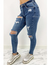 QUEEN HEARTS JEANS - WASHED BLUE - RIPPED SKINNY HIGH WAIST - 851