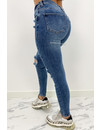 QUEEN HEARTS JEANS - WASHED BLUE - RIPPED SKINNY HIGH WAIST - 851