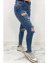 QUEEN HEARTS JEANS - WASHED BLUE - RIPPED SKINNY HIGH WAIST - 851