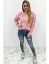 CANDY PINK - 'CARMEN' - PREMIUM QUALITY CABLE KNIT SWEATER