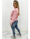 CANDY PINK - 'CARMEN' - PREMIUM QUALITY CABLE KNIT SWEATER