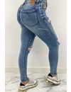 QUEEN HEARTS JEANS - WASHED BLUE - RIPPED SKINNY HIGH WAIST - 890