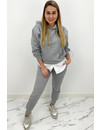 GREY - 'MAYA SET' - TWO PIECE JOGGER SET WITH BLOUSE DETAIL