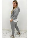 GREY - 'MAYA SET' - TWO PIECE JOGGER SET WITH BLOUSE DETAIL