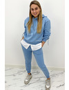 BLUE - 'MAYA SET' - TWO PIECE JOGGER SET WITH BLOUSE DETAIL