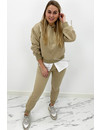 BEIGE - 'MAYA SET' - TWO PIECE JOGGER SET WITH BLOUSE DETAIL