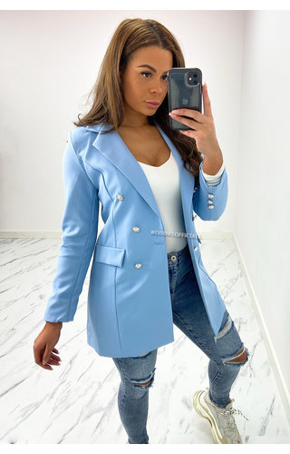 LIGHT BLUE - 'KIMMY' - PERFECT BUTTON BLAZER 