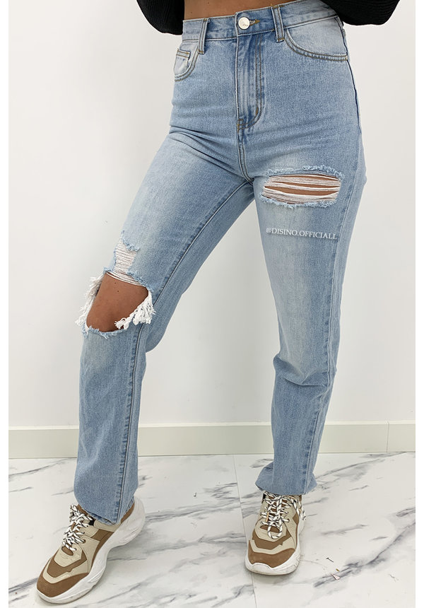 REDIAL - WHITEWASH BLUE - HIGH WAIST BOYFRIEND JEANS - 1355