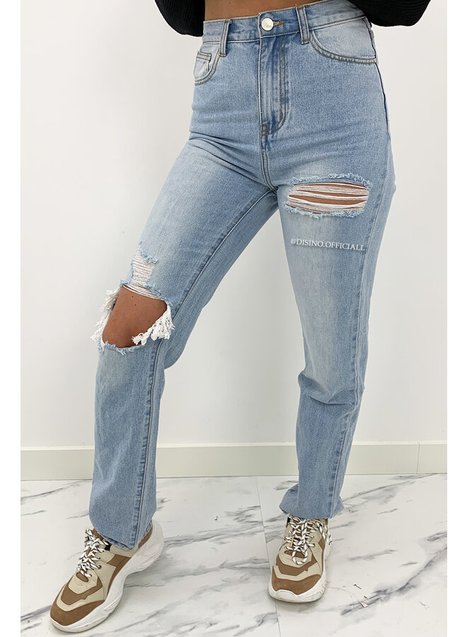 REDIAL - WHITEWASH BLUE - HIGH WAIST BOYFRIEND JEANS - 1355