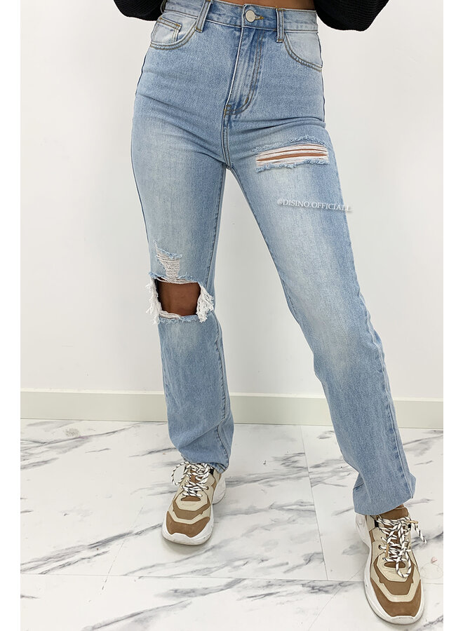 REDIAL - WHITEWASH BLUE - HIGH WAIST BOYFRIEND JEANS - 1355