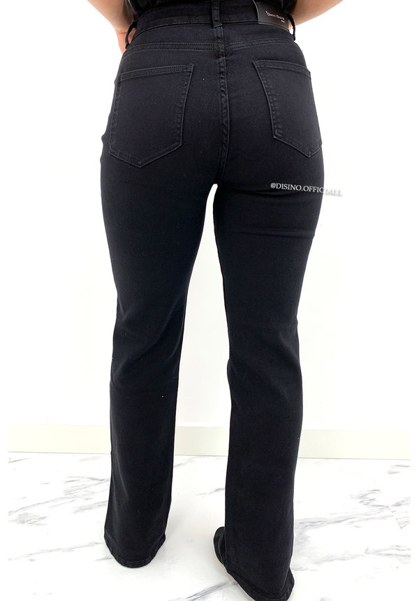 QUEEN HEART JEANS - BLACK - SUPER STRETCH HIGH WAIST SPLIT JEANS - 068