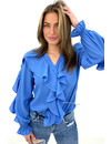 BLUE - 'KARIN' - ALL OVER RUFFLE BLOUSE